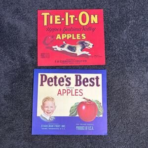 Vintage Apple Box Labels Washington State Ephemera - Yakima Valley Advertising